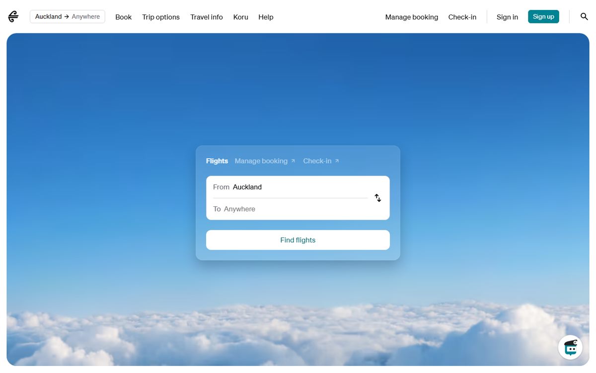 Air New Zealand website