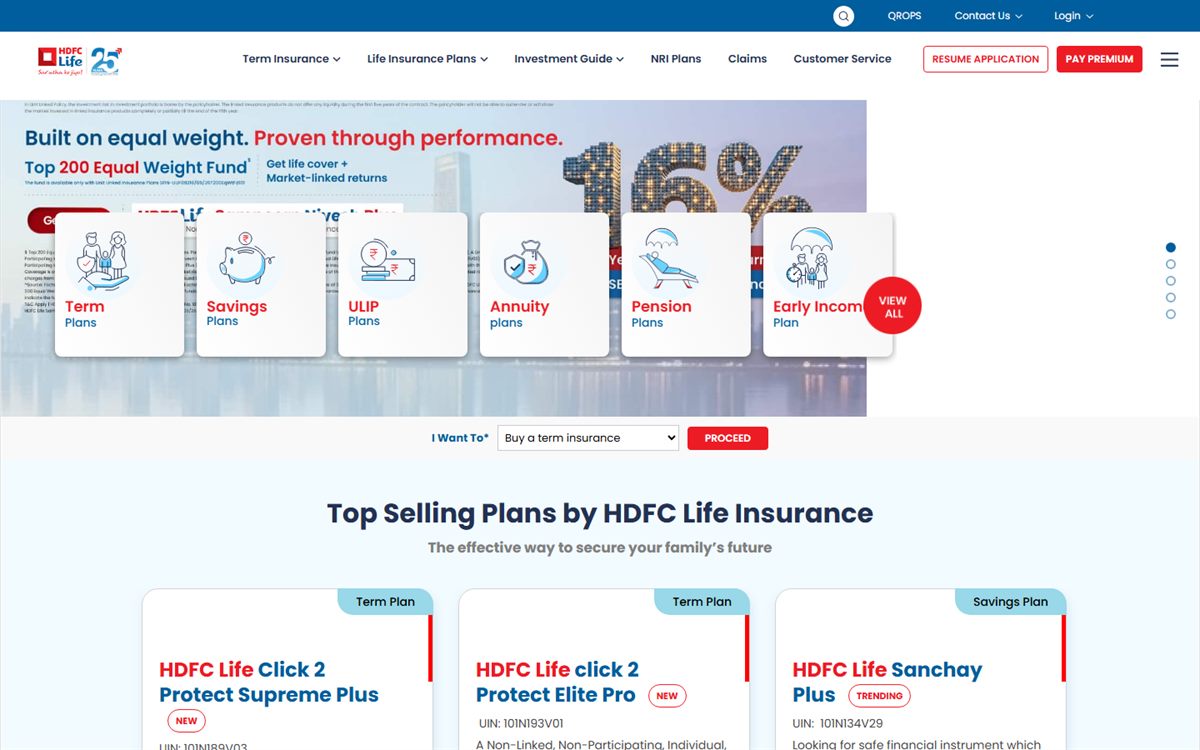 HDFC Life website