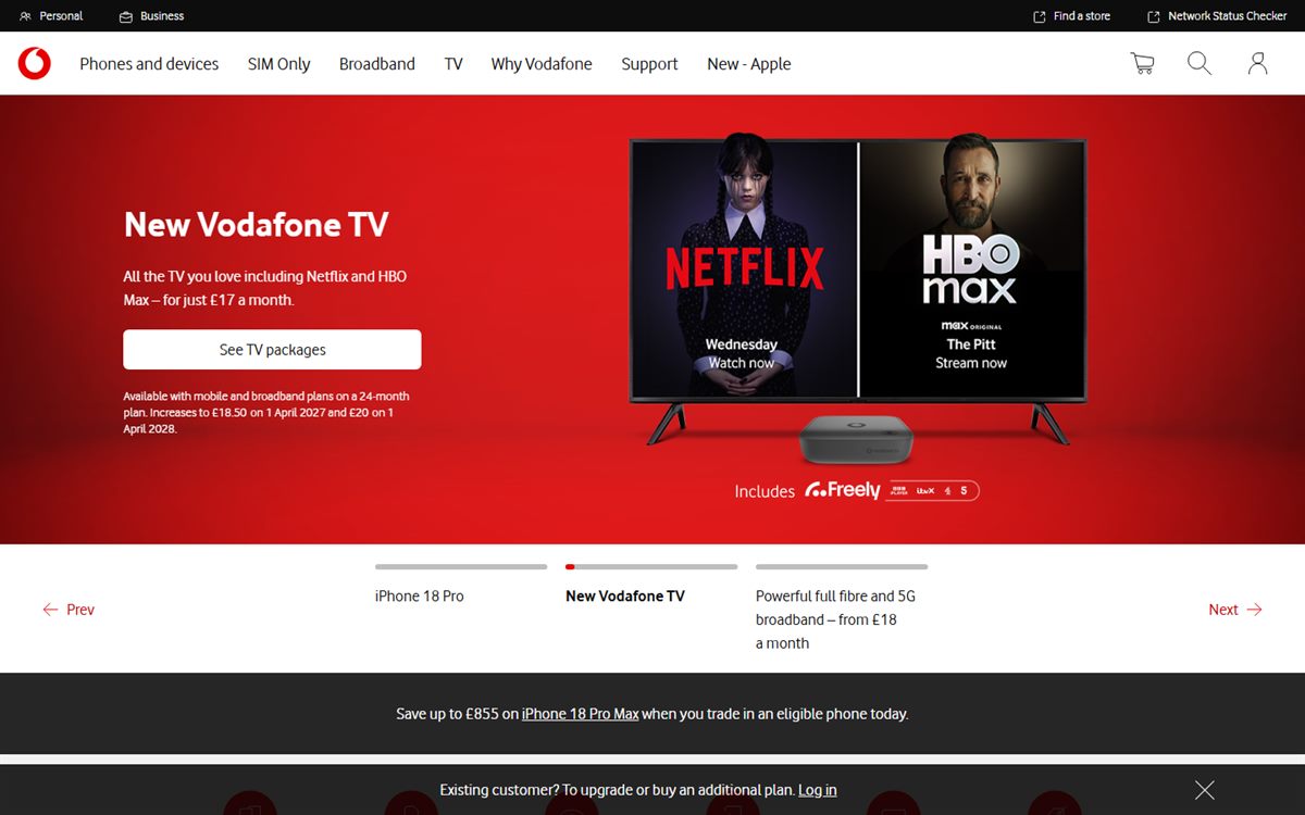 Vodafone UK website